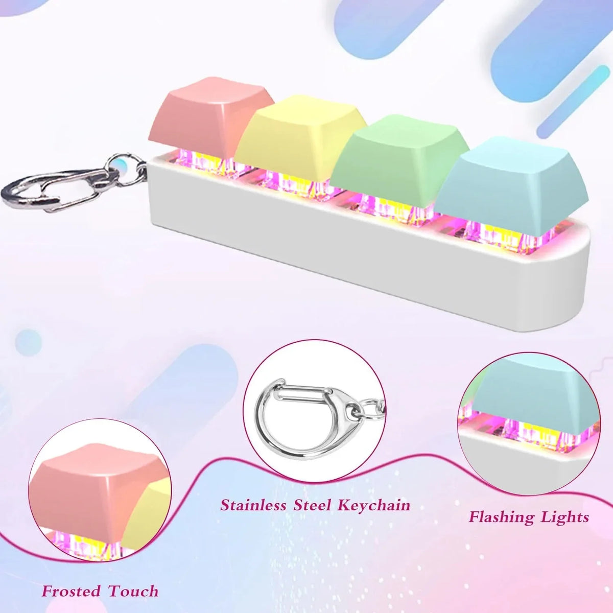 Keyboard Fidget Toy LED Keychain 4 In 1 Stress Relief - Tophatter Daily Deals
