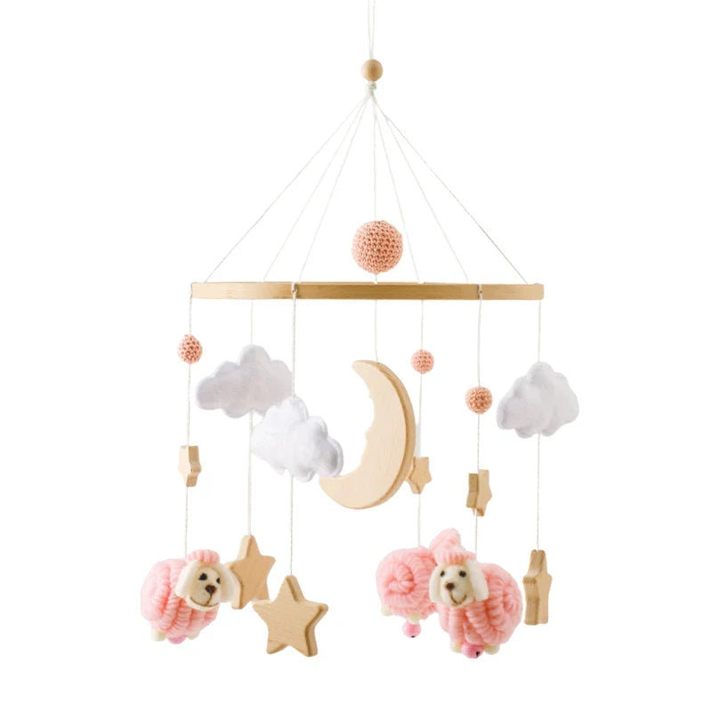Baby Crib Mobile Wooden Musical Newborn Sensory Toys Sheep-Pink - Tophatter Daily Deals