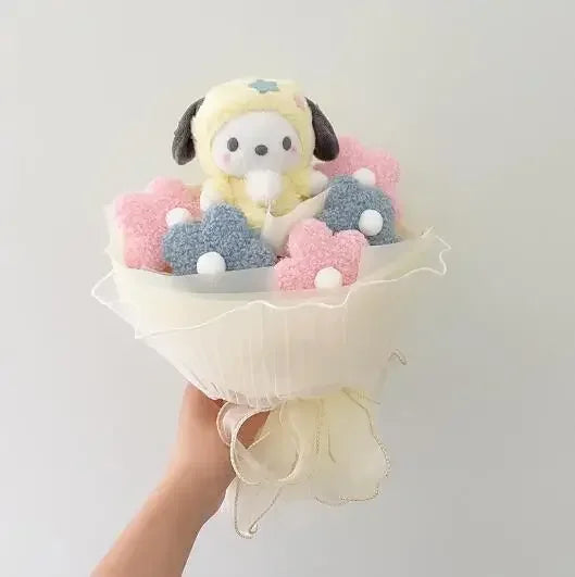 Sanrio Plush Bouquet My Melody Kuromi Cinnamoroll Hello Kitty Pink x Yellow Flowers - Tophatter Daily Deals