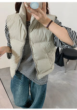 Lightweight Women's Down Vest - Cropped Boxy, Duck Fill - Tophatter Daily Deals