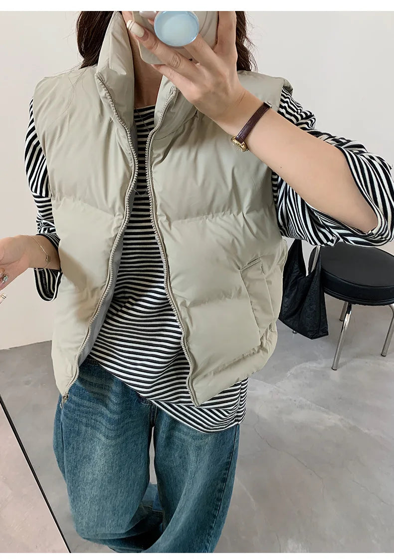 Lightweight Women's Down Vest - Cropped Boxy, Duck Fill - Tophatter Daily Deals