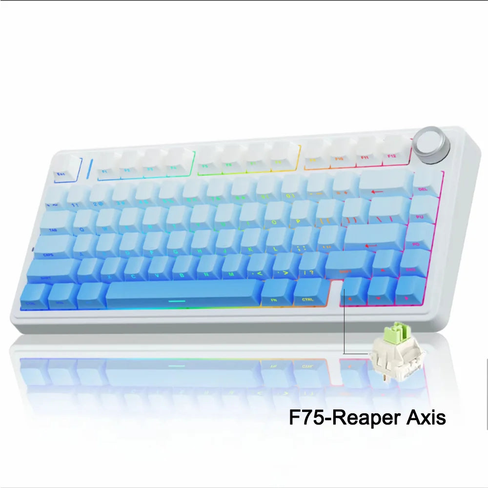 AULA F75 Compact 75 Percent Mechanical Gaming Keyboard RGB Cloud Blue - Tophatter Daily Deals