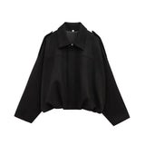 Oversized Women’s Bomber Jacket - Boxy, Velvet, Autumn Black - Tophatter Daily Deals
