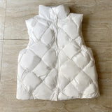 Insulating Women Puffer Vest - Boxy Quilt Polyfill Winter Creamy White - Tophatter Daily Deals
