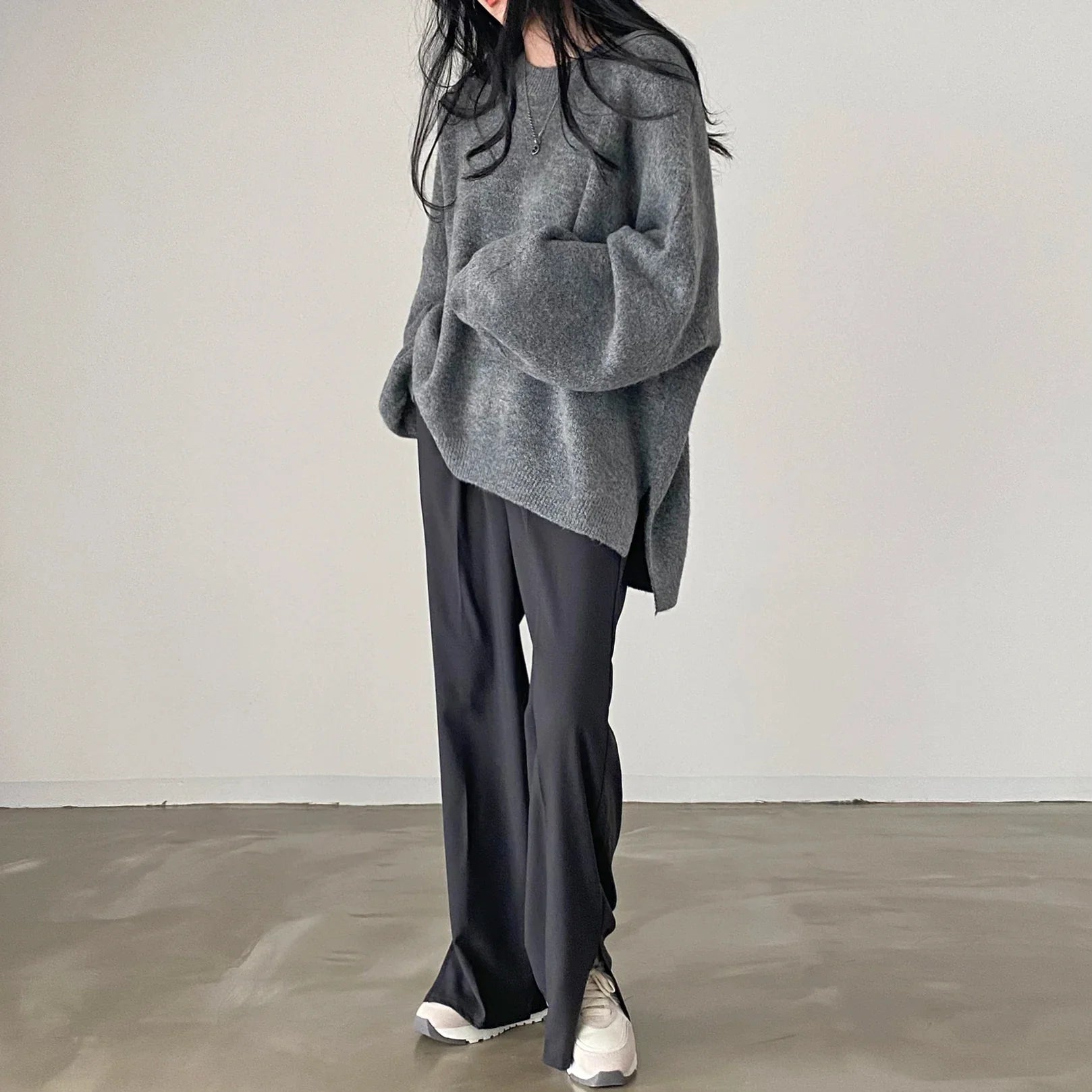 Oversized Cozy Women's Pullover - O Neck, Knit, Office Wear - Tophatter Daily Deals