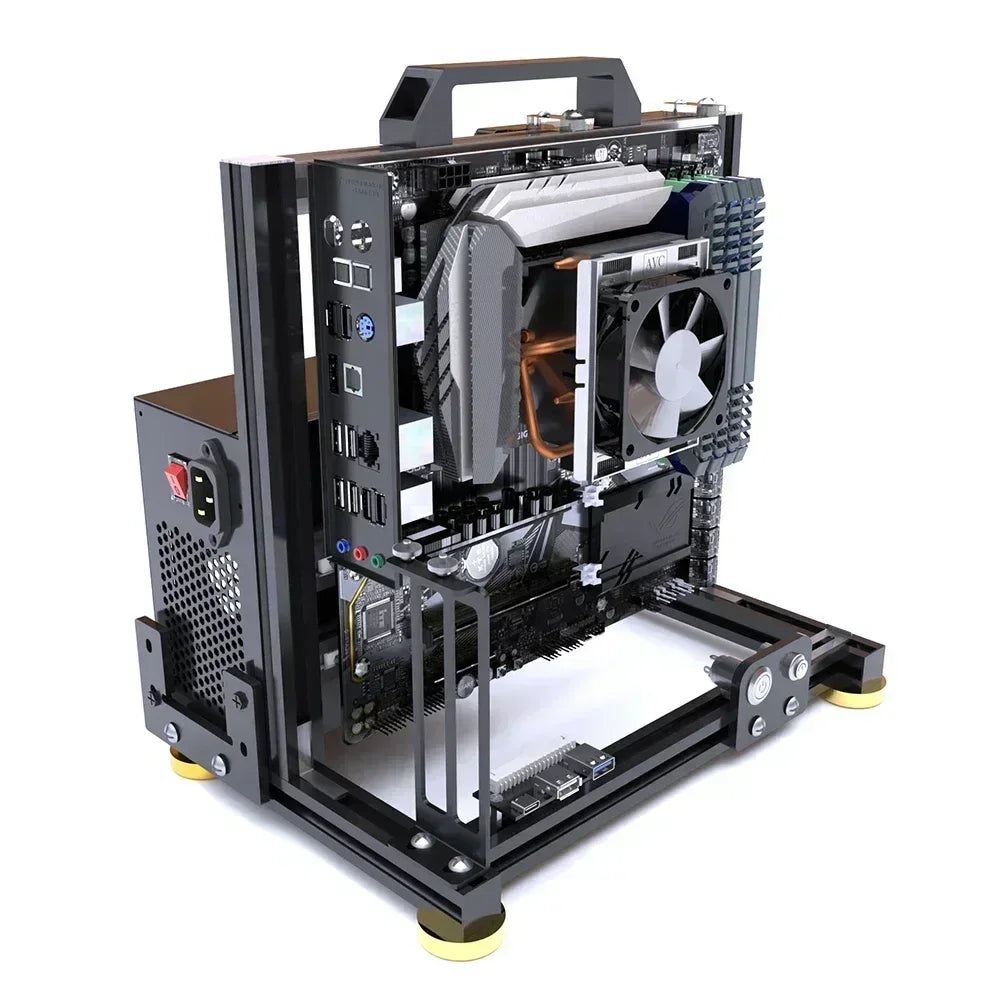 Open Frame ATX PC Case Rack Modular Water Air Cooling - Tophatter Daily Deals