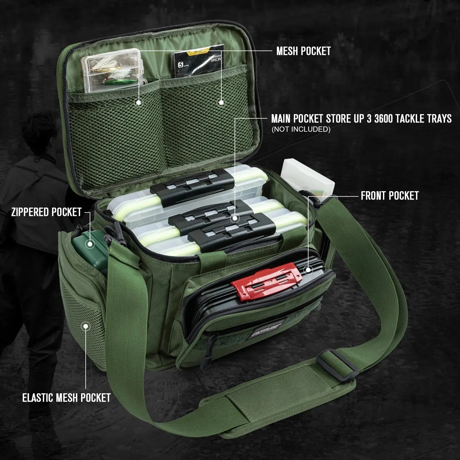High-Capacity Tackle Shoulder Bag Outdoor Green Duffel Bags - Tophatter Daily Deals