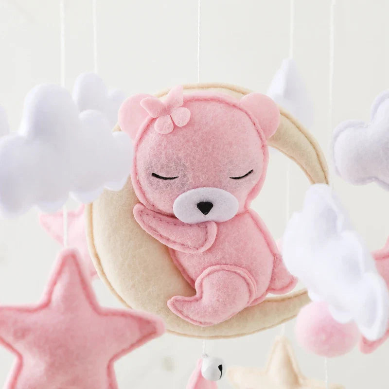 Wooden Crib Mobile Felt Bear Musical Newborn Sensory Toys - Tophatter Daily Deals