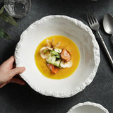 White Porcelain Rock Edge Soup Bowl Modern Tableware - Tophatter Daily Deals