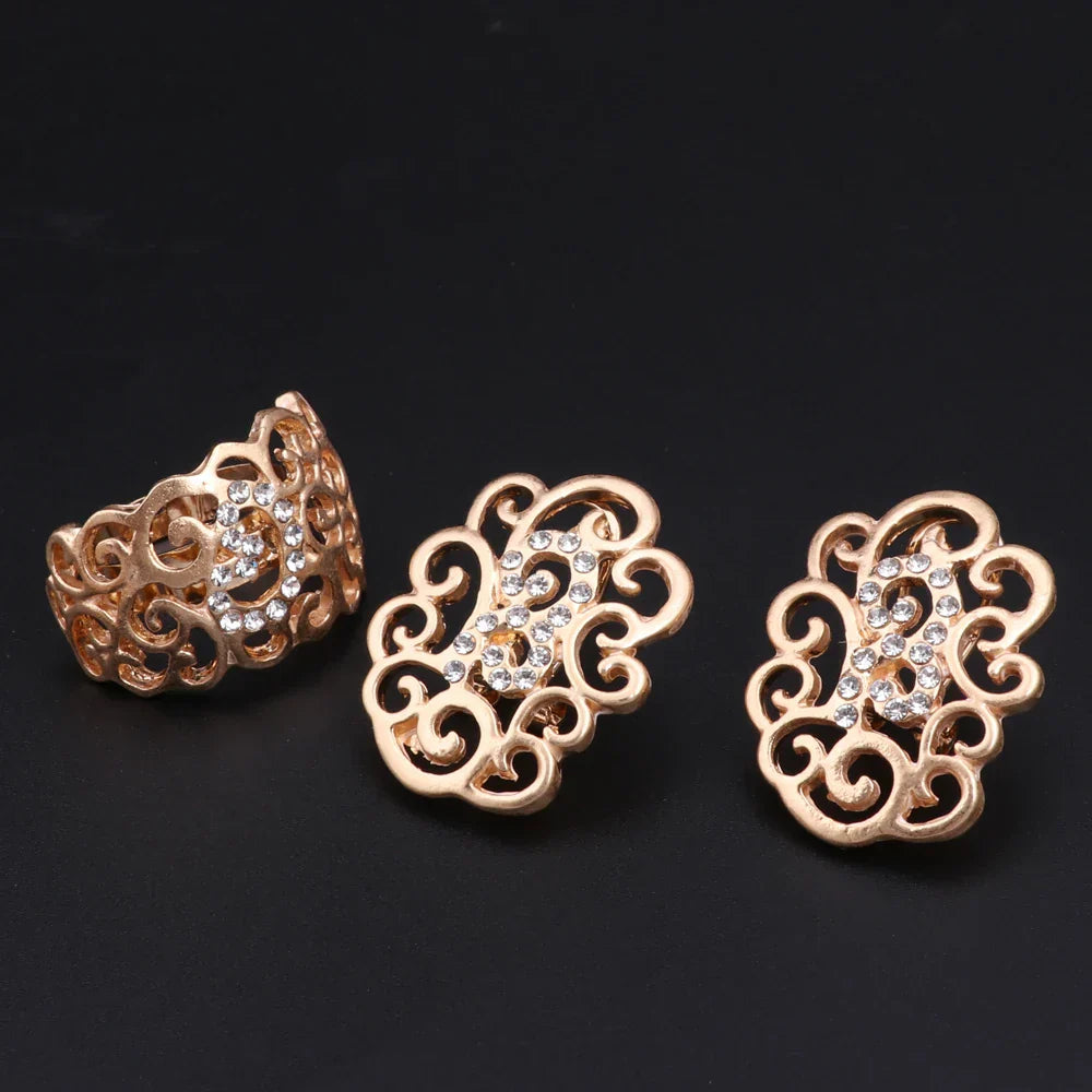 Jewelry Set Necklace Earrings Ring Bracelet (Gold) Apparel & Accessories > Jewelry > Jewelry Sets - Tophatter Daily Deals