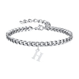 Initials Cuban Link Bracelet Stainless Steel Adjustable H - Tophatter Daily Deals