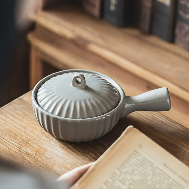 Ceramic Single Handle Bowl With Lid Japanese Style - Tophatter Daily Deals