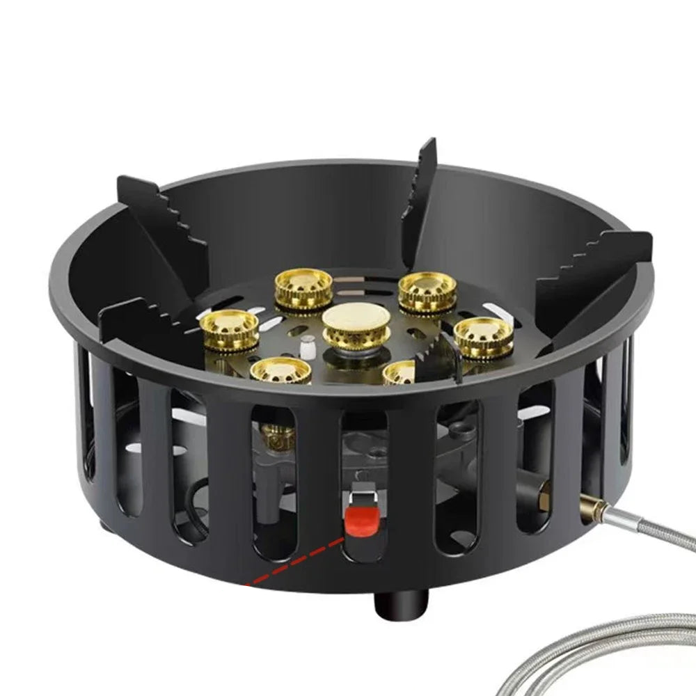 7-Core High-Power Camping Stove Gas Burner Black Camp Cooking - Tophatter Daily Deals