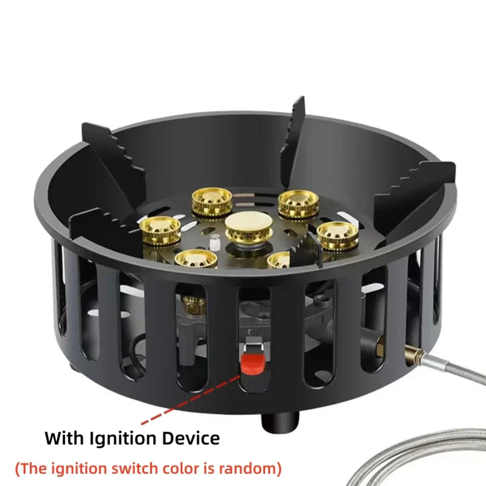 7-Core High-Power Camping Stove Gas Burner Black Camp Cooking - Tophatter Daily Deals