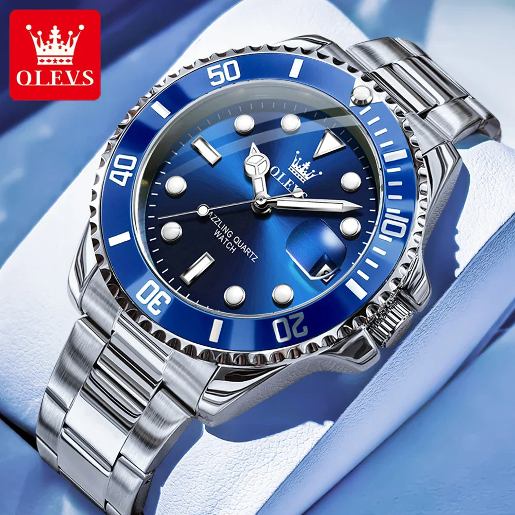 Quartz Watch Stainless Steel Date Classic Dress Watch Gift Sliver Blue - Tophatter Daily Deals