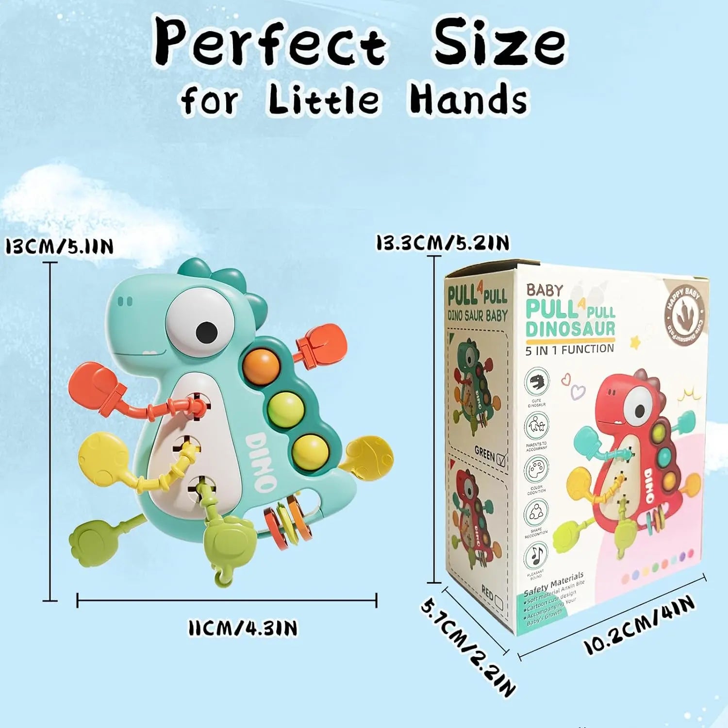 Montessori Dinosaur Pull Toy Newborn Sensory Toys Teether - Tophatter Daily Deals