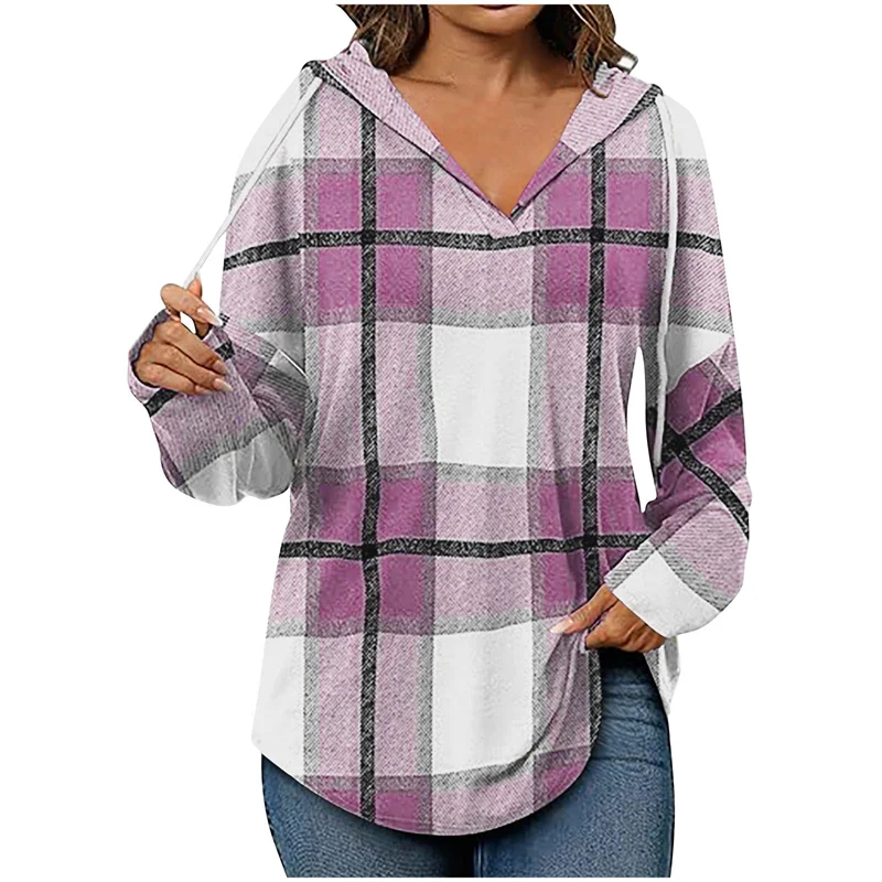 Oversized Women's Hoodie – V-Neck, Cotton Blend, For Casual Outings - Tophatter Daily Deals