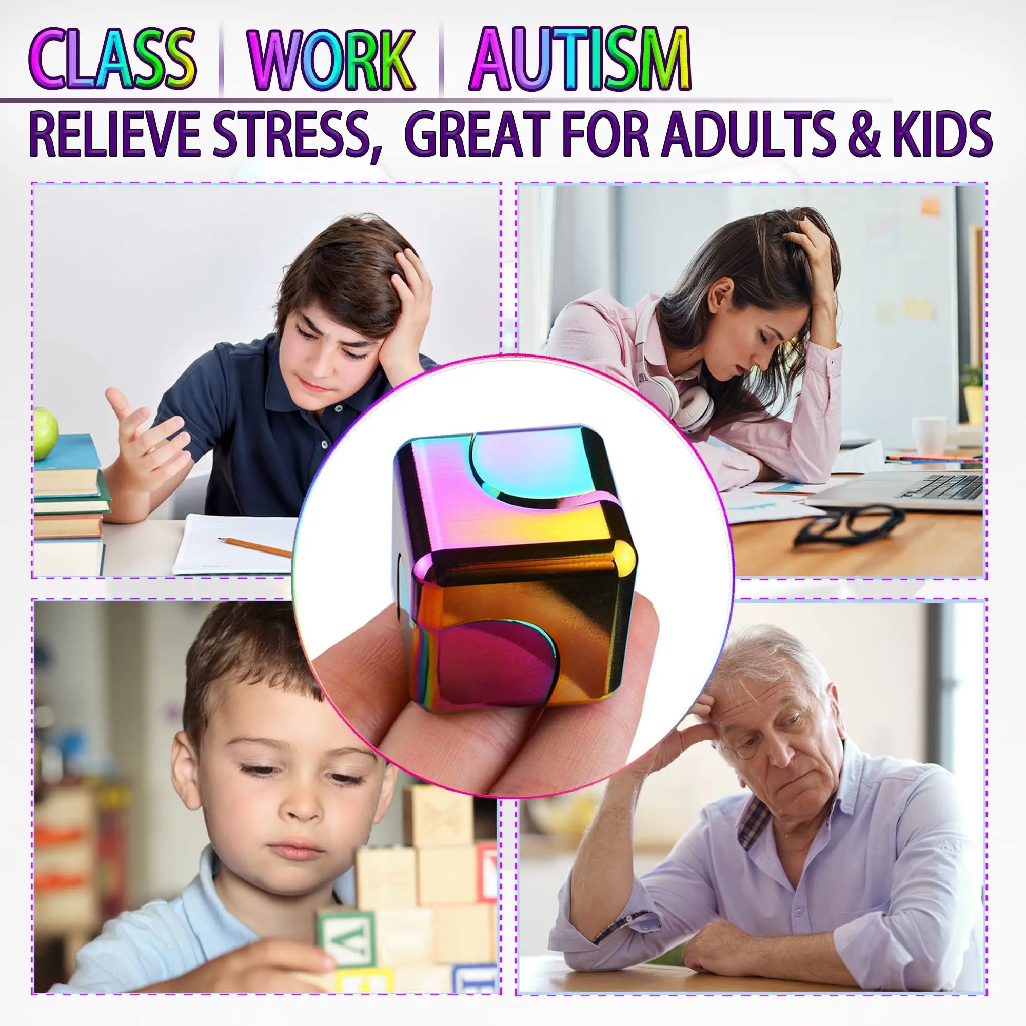 Fidget Spinner Cube Metal Desk Toy Stress Relief Gadget - Tophatter Daily Deals