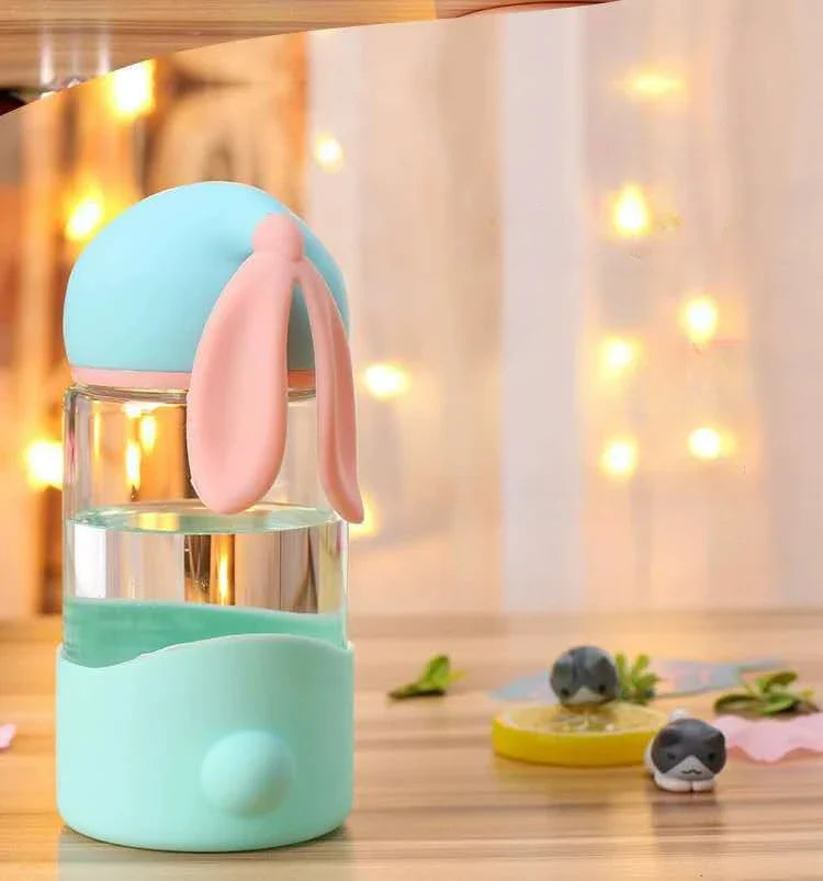 Glass Rabbit Bunny Water Bottle 340ml Green 340ml Animals - Tophatter Daily Deals