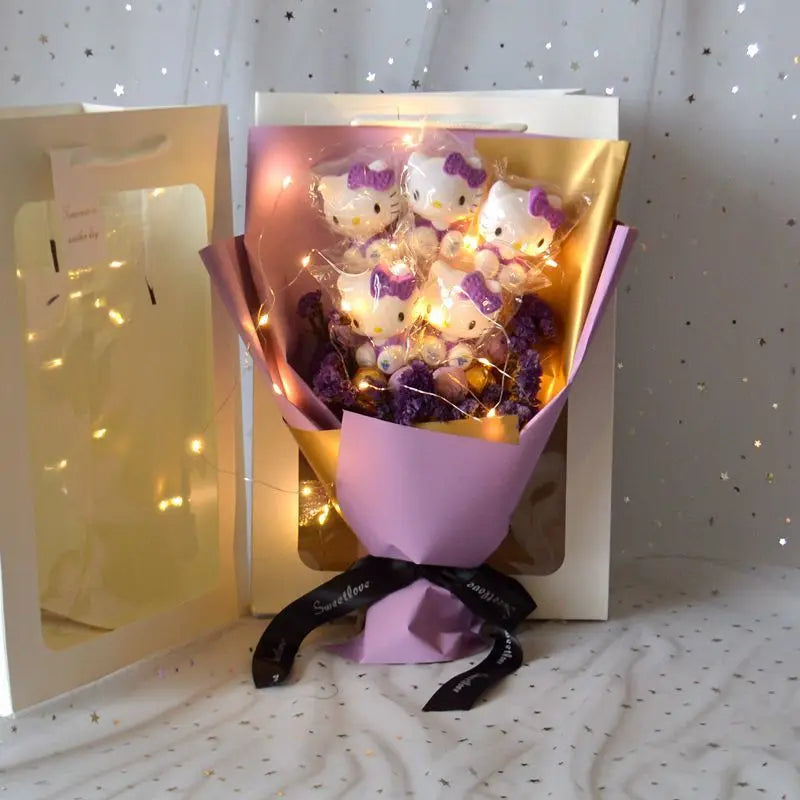 Sanrio Led Lights Plush Toy Bouquet Hello Kitty Lavender Bouquet Flowers - Tophatter Daily Deals