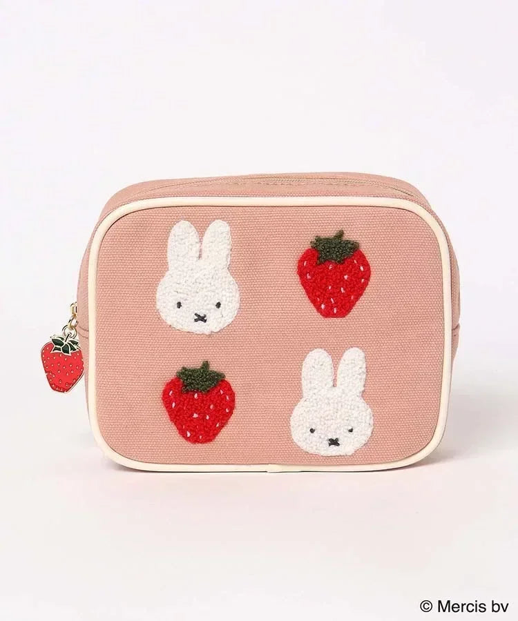 Miffy Strawberry Series Embroidered Makeup Storage Case Pink Animals - Tophatter Daily Deals