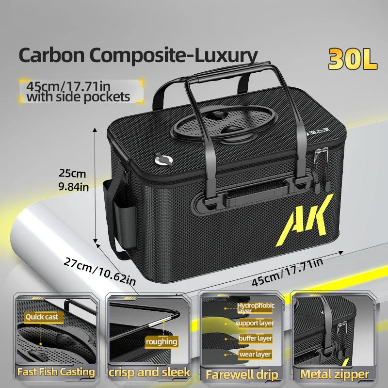 30L Foldable Portable Water Bucket Black Duffel Bags - Tophatter Daily Deals