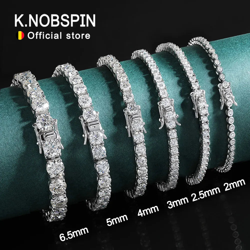 Moissanite 2mm Tennis Bracelet Sterling Silver White - Tophatter Daily Deals