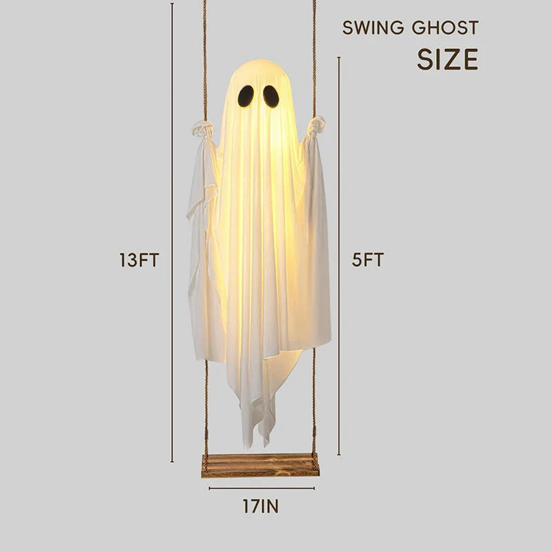 Hanging Swing Ghost Decoration Halloween 2025 Porch Lights - Tophatter Daily Deals