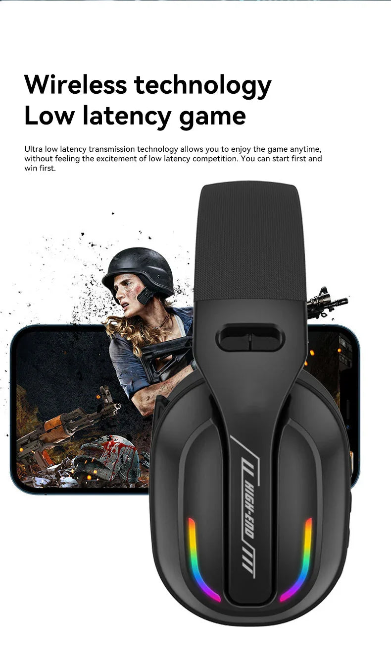 Gaming Headset Bluetooth 5.4 Wireless RGB Low Latency - Tophatter Daily Deals