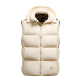 Warm Men's Down Vest - Boxy Quilted, Cotton Blend, Autumn Beige - Tophatter Daily Deals