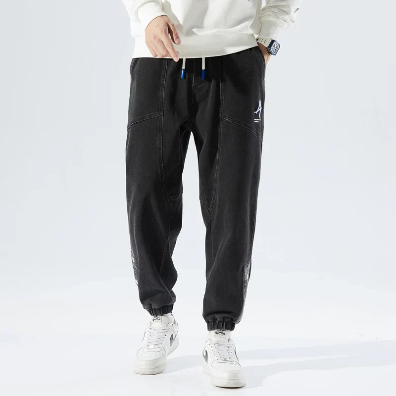 Stretchy Relaxed Men's Denim Joggers - Baggy Tapered, Denim - Tophatter Daily Deals