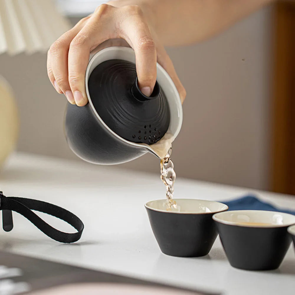 Portable Ceramic Travel Tea Set With Case Gift Kit - Tophatter Daily Deals