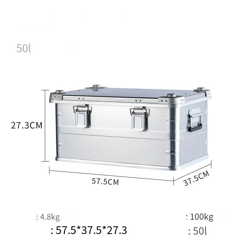 50L Outdoor Aluminum Alloy Storage Box Silver Camping & Hiking - Tophatter Daily Deals