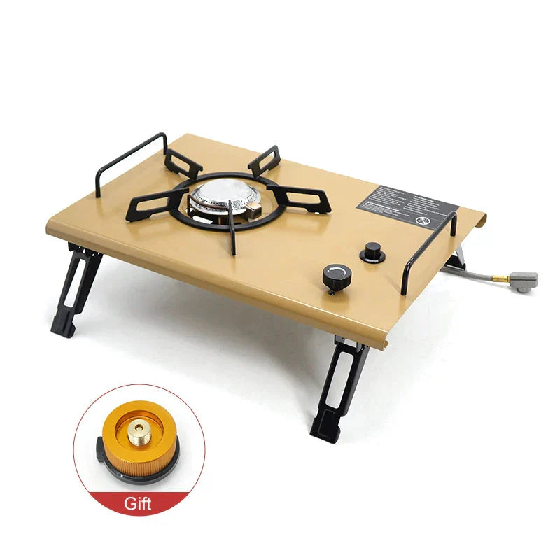 Camping Gas Stove Folding Burner with IGT Table Khaki Camp Cooking - Tophatter Daily Deals