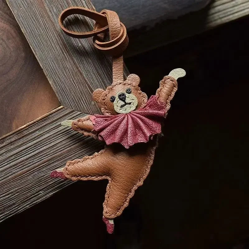 PU Leather Bag Charm Personal Dancing Bear Keychain Gift - Tophatter Daily Deals