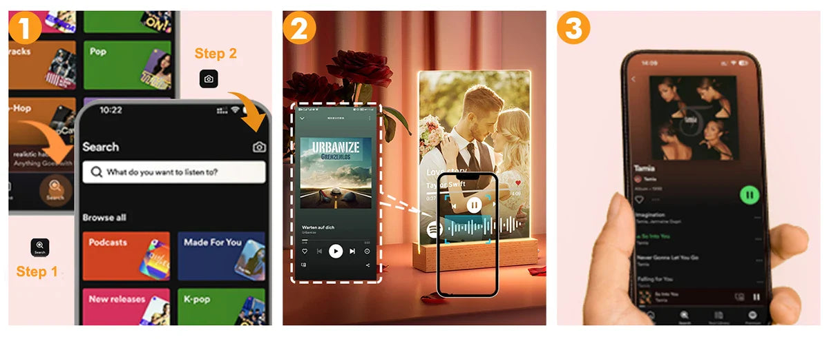 Customized Spotify Music Plaque Gifts For Anniversary Day Personalized Acrylic Photo Frame Lamp Custom Romantic Birthday Gifts - Tophatter Daily Deals