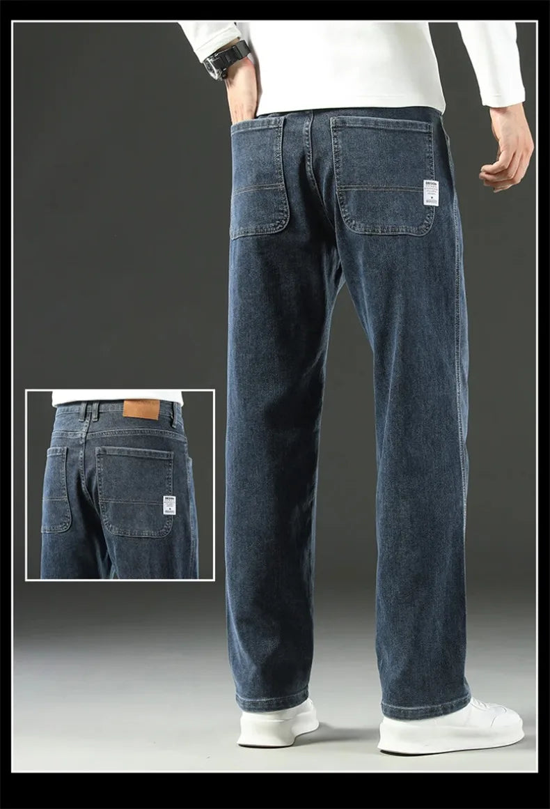 Stretchy Men’s Jeans - Wide Leg, Cotton, Business Casual - Tophatter Daily Deals