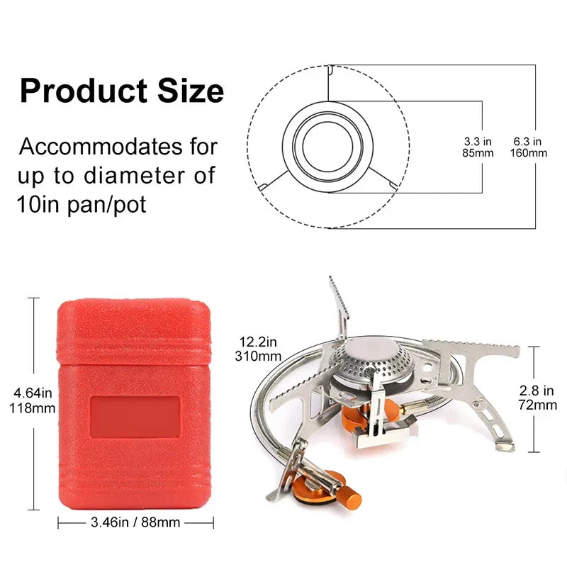 3500W Portable Folding Camping Gas Stove with Adapter Silver Camp Cooking - Tophatter Daily Deals