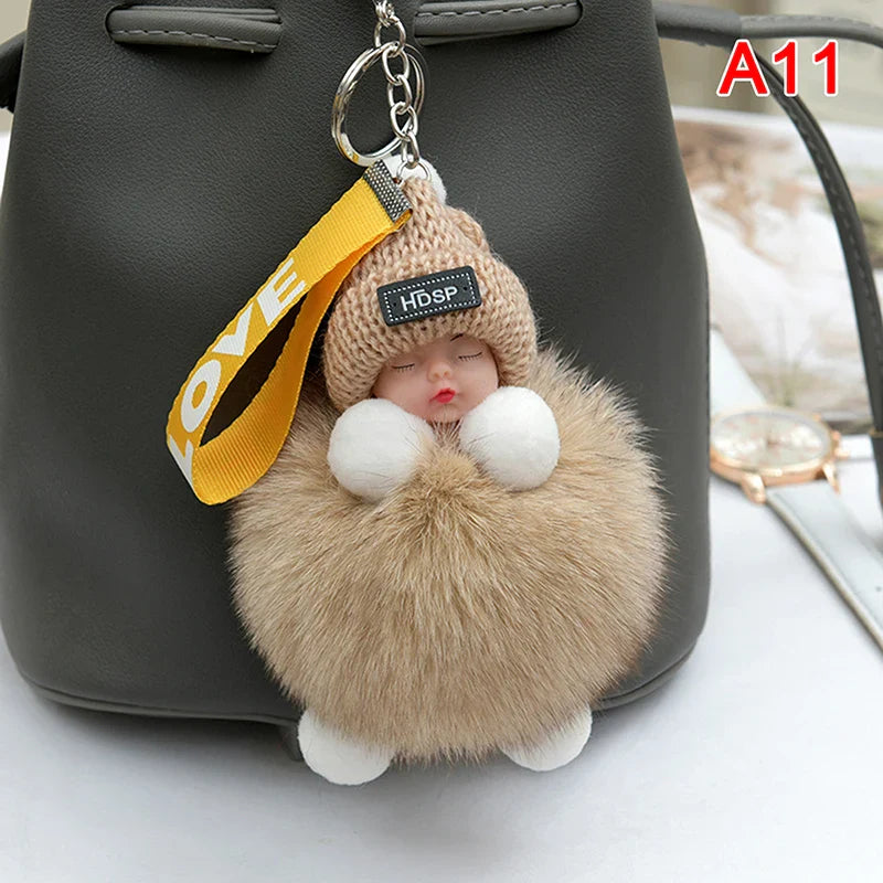 Pompom Sleeping Baby Keychain Plush Bag Charm Cute Gift A11 - Tophatter Daily Deals