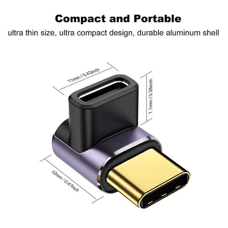 Usb C Adapter 40Gbps 90 Degree Right Angle 100W Extender - Tophatter Daily Deals