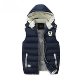 Windproof Men Hooded Vest - Quilted Padded, Polyester, Autumn Blue - Tophatter Daily Deals