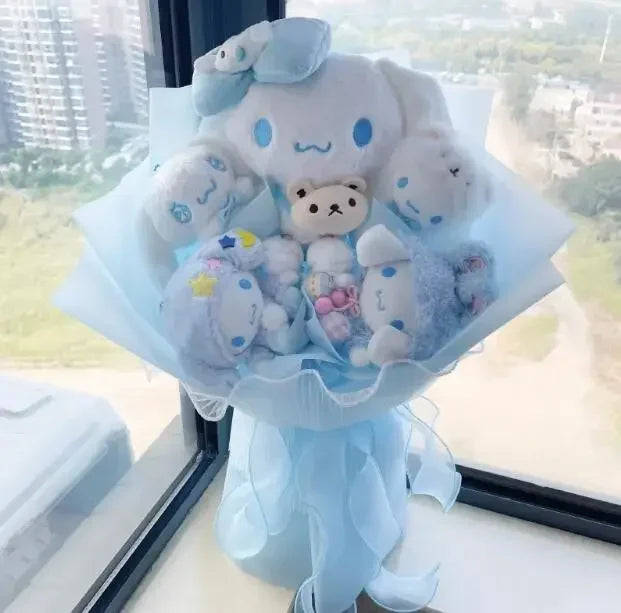 Sanrio Plush Bouquet My Melody Kuromi Cinnamoroll Hello Kitty Baby Blue Flowers - Tophatter Daily Deals