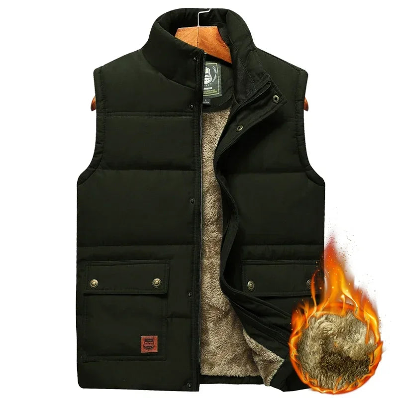 Warm Men's Padded Vest - Quilted Sleeveless, Fleece, Winter Black - Tophatter Daily Deals