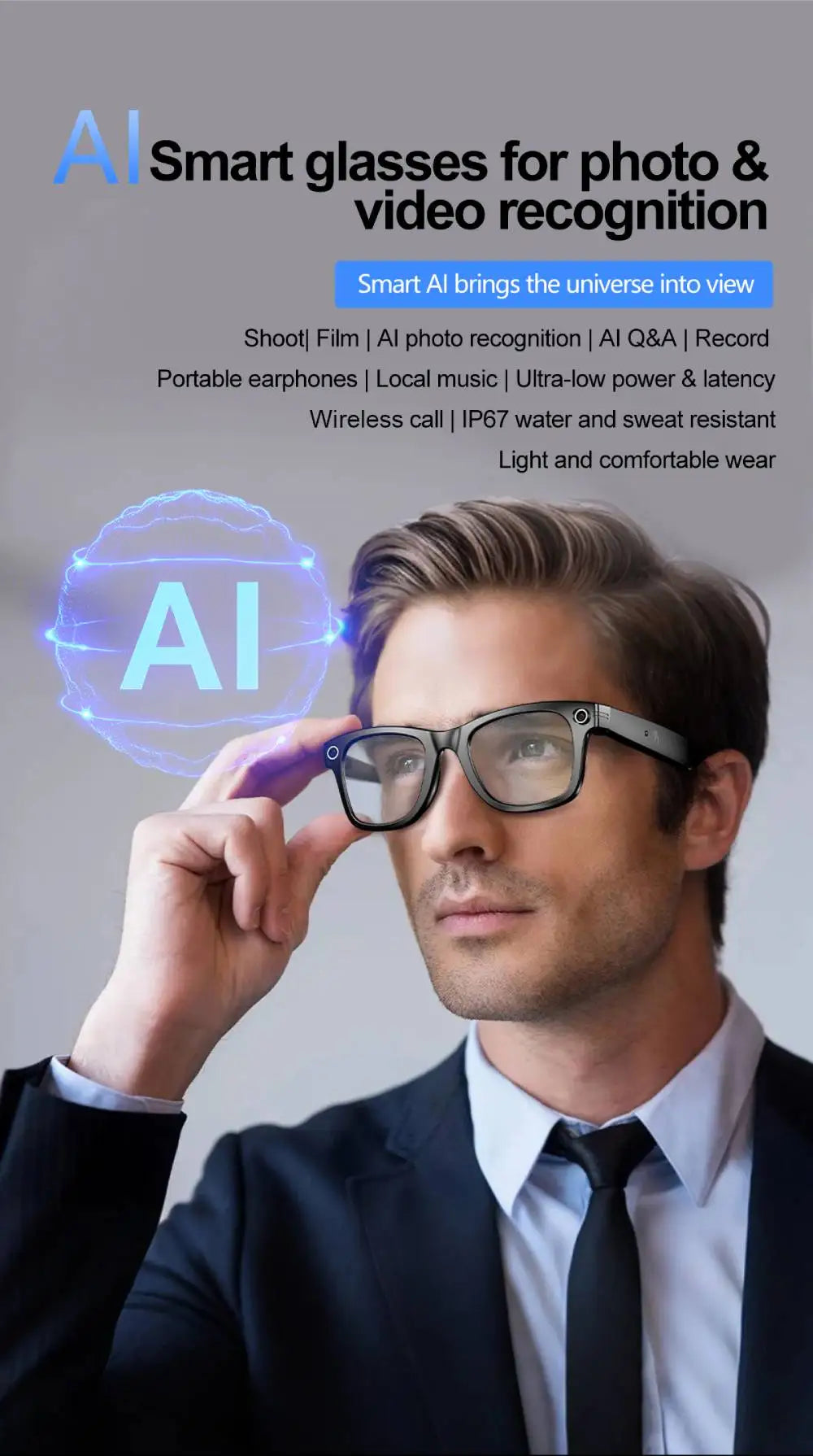 AI Smart Glasses 720P Translation Camera Sunglasses - Tophatter Daily Deals