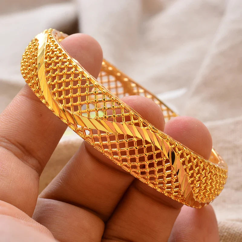 Gold Plated Bangles Luxury Arabic Wedding Bracelet - Tophatter Daily Deals