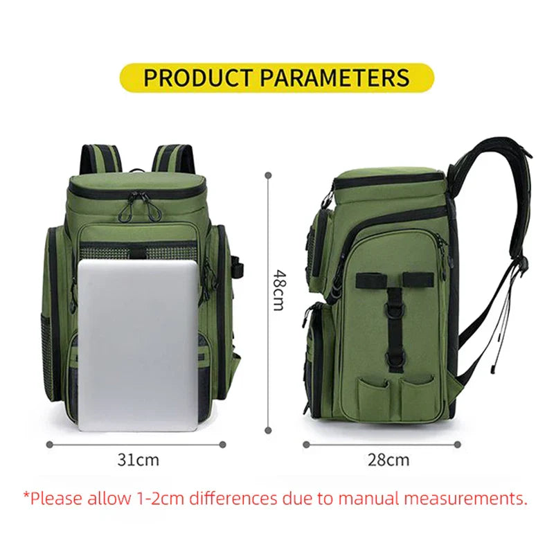 Tackle Backpack with Rod Holders Camping Green Backpacks - Tophatter Daily Deals