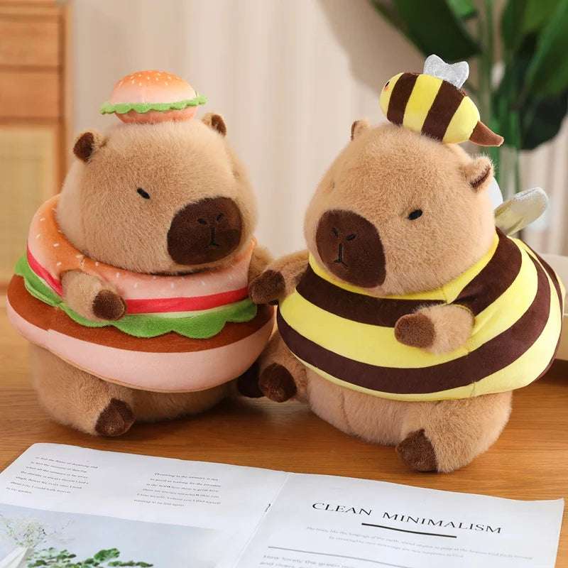 Kawaii Snack Attack: Hamburger Capybara Dog Pig Capibaras Pizza Bubble Tea Cushion Plush Animals - Tophatter Daily Deals