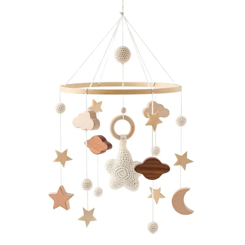 Baby Crib Mobile Wooden Musical Newborn Sensory Toys White - Tophatter Daily Deals