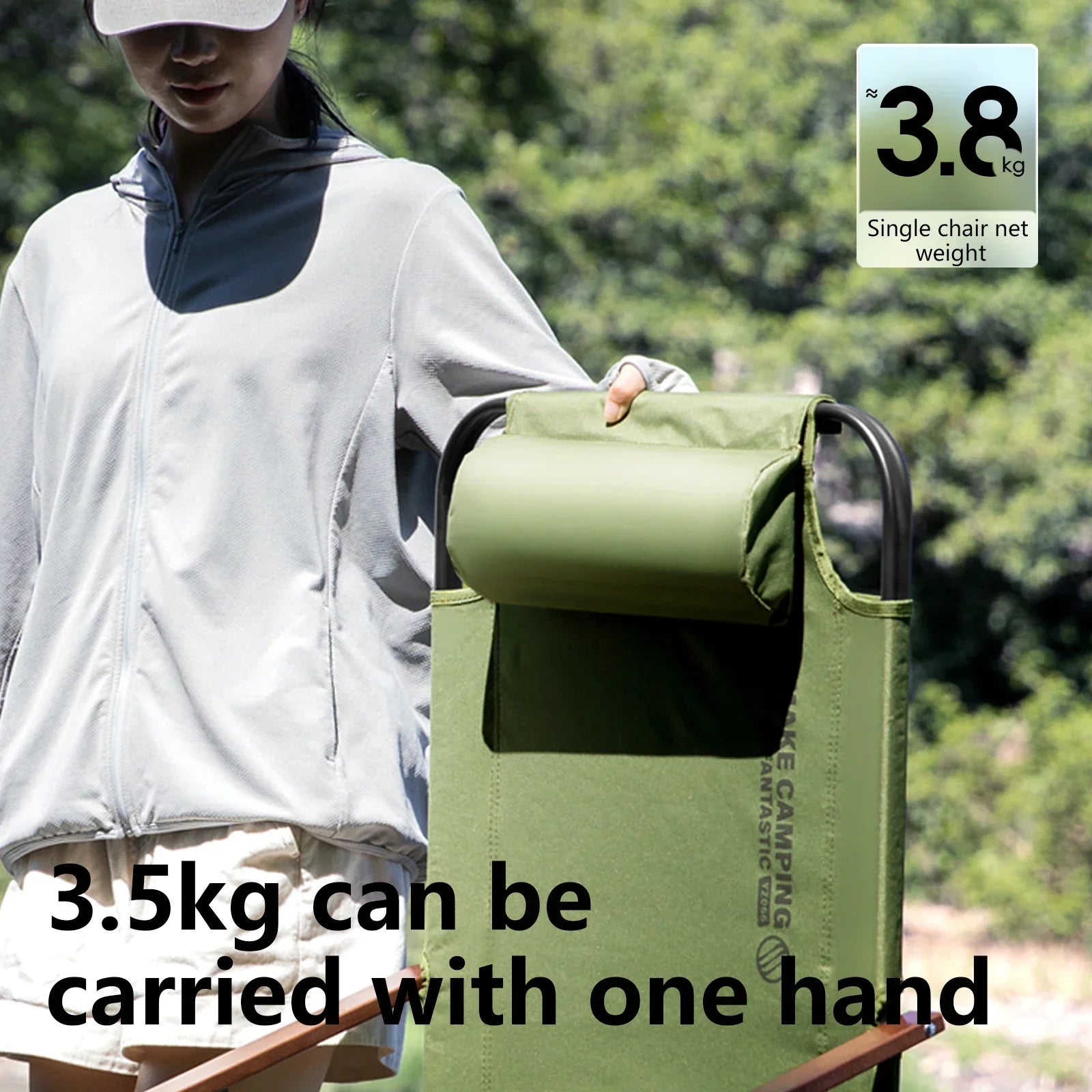 Camping Folding Chair with Detachable Pillow Green Camp Furniture - Tophatter Daily Deals