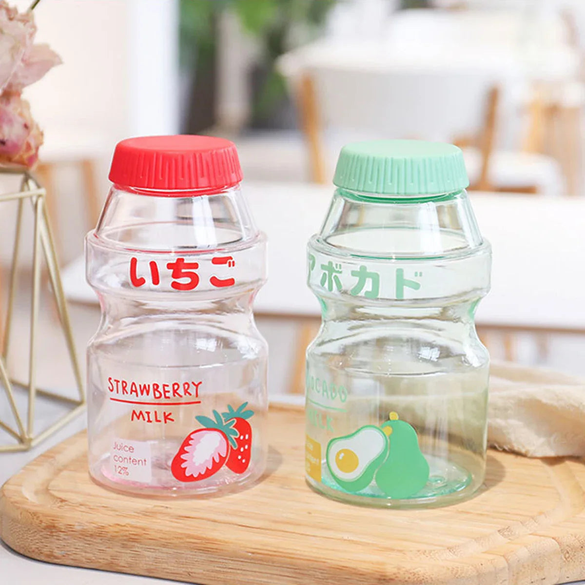 Milk Carton Shaped Water Bottle 480ml Pink, Red, Yellow, Green Food - Tophatter Daily Deals